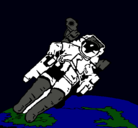 Dibujo Astronauta en el espacio pintado por SANTIAGO