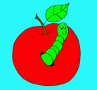 Dibujo Manzana con gusano pintado por laisha