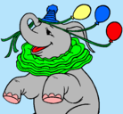 Dibujo Elefante con 3 globos pintado por miguelgiraldo