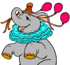 Dibujo Elefante con 3 globos pintado por guada