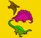 Dibujo Tres clases de dinosaurios pintado por Miguelalejandro