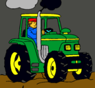 Dibujo Tractor en funcionamiento pintado por M