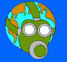 Dibujo Tierra con máscara de gas pintado por Daniel