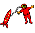 Dibujo Cohete y astronauta pintado por SELE