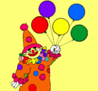 Dibujo Payaso con globos pintado por mue