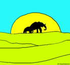 Dibujo Elefante en el amanecer pintado por Elefantetechnodance
