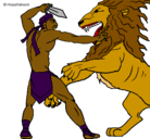 Dibujo Gladiador contra león pintado por Luis