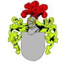 Dibujo Escudo de armas y casco pintado por caballero
