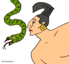 Dibujo Serpiente y guerrero pintado por godsila
