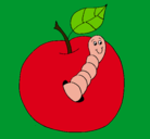 Dibujo Manzana con gusano pintado por cistianemiliano
