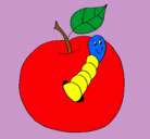 Dibujo Manzana con gusano pintado por YUHNUE
