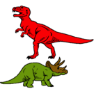 Dibujo Triceratops y tiranosaurios rex pintado por trxkarox