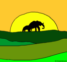 Dibujo Elefante en el amanecer pintado por olaya