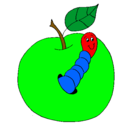 Dibujo Manzana con gusano pintado por AidjurezRíos