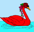Dibujo Cisne con flores pintado por Bebe