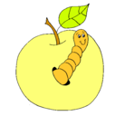 Dibujo Manzana con gusano pintado por jazmin