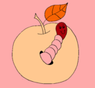 Dibujo Manzana con gusano pintado por ANALINA