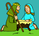 Dibujo Adoran al niño Jesús pintado por sofi