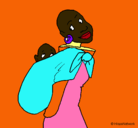 Dibujo Africana con pañuelo portabebé pintado por minegr