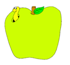 Dibujo Gusano en la fruta pintado por jazmin