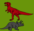 Dibujo Triceratops y tiranosaurios rex pintado por sebastian