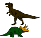 Dibujo Triceratops y tiranosaurios rex pintado por juandavid