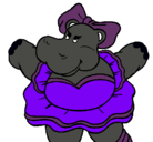 Dibujo Hipopótama con lazo pintado por Fran
