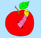 Dibujo Manzana con gusano pintado por jessiymonse