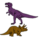 Dibujo Triceratops y tiranosaurios rex pintado por edwin
