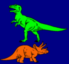 Dibujo Triceratops y tiranosaurios rex pintado por alejandro