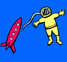 Dibujo Cohete y astronauta pintado por brisita