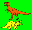 Dibujo Triceratops y tiranosaurios rex pintado por dinosaurioterrible