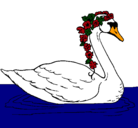 Dibujo Cisne con flores pintado por abraham