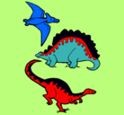 Dibujo Tres clases de dinosaurios pintado por edgarulises