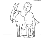 Dibujo Cabra y niño africano pintado por Davide