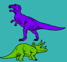 Dibujo Triceratops y tiranosaurios rex pintado por santiayala