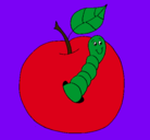 Dibujo Manzana con gusano pintado por ali