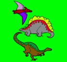 Dibujo Tres clases de dinosaurios pintado por brontosaurio