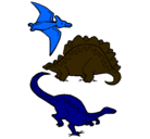 Dibujo Tres clases de dinosaurios pintado por camilo