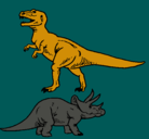 Dibujo Triceratops y tiranosaurios rex pintado por isaynico