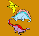 Dibujo Tres clases de dinosaurios pintado por anngelo