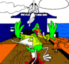 Dibujo Cigüeña en un barco pintado por oscar