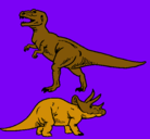 Dibujo Triceratops y tiranosaurios rex pintado por Carlos