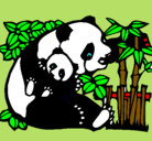 Dibujo Mama panda pintado por goku