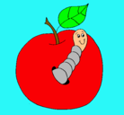 Dibujo Manzana con gusano pintado por joaco