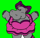 Dibujo Hipopótama con lazo pintado por Ale