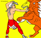 Dibujo Gladiador contra león pintado por marelo
