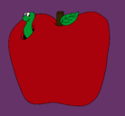Dibujo Gusano en la fruta pintado por valen
