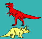 Dibujo Triceratops y tiranosaurios rex pintado por oscardavidjimenezleon