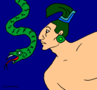 Dibujo Serpiente y guerrero pintado por johnny